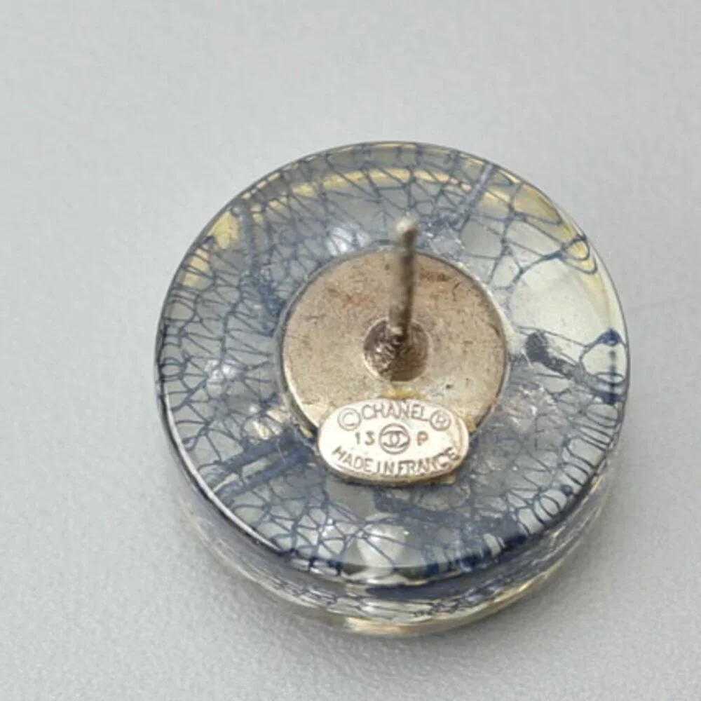 CHANEL Authentic Blue Pearl Logo Earrings - Picture 4 of 8